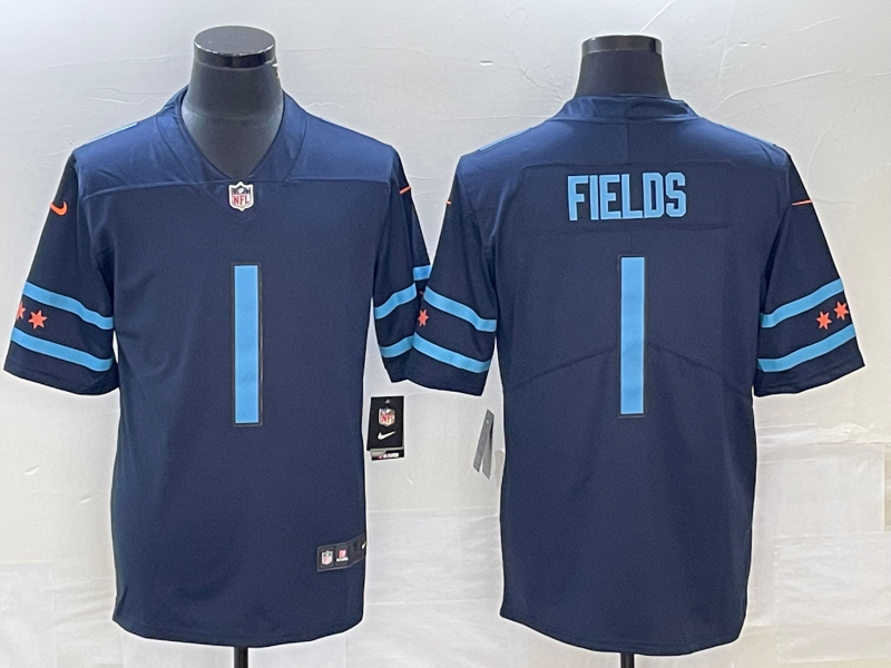 Men's Chicago Bears Justin Fields #1 Navy Jersey City Edition